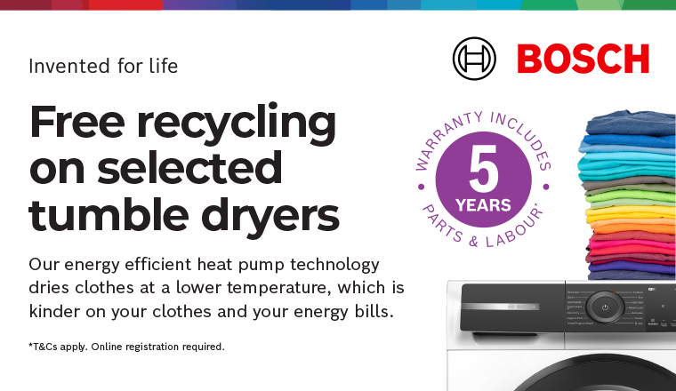 Free recycling on selected Bosch tumble dryers